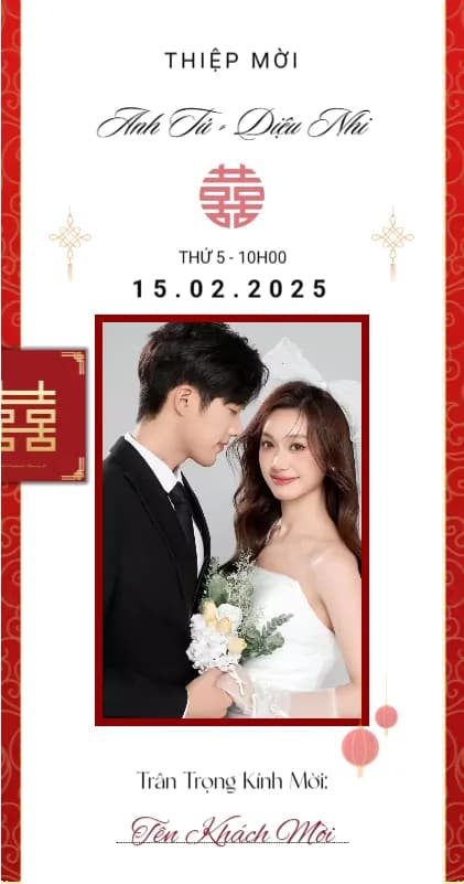 Thiệp 07 - Hồng Hỷ Giao Duyên